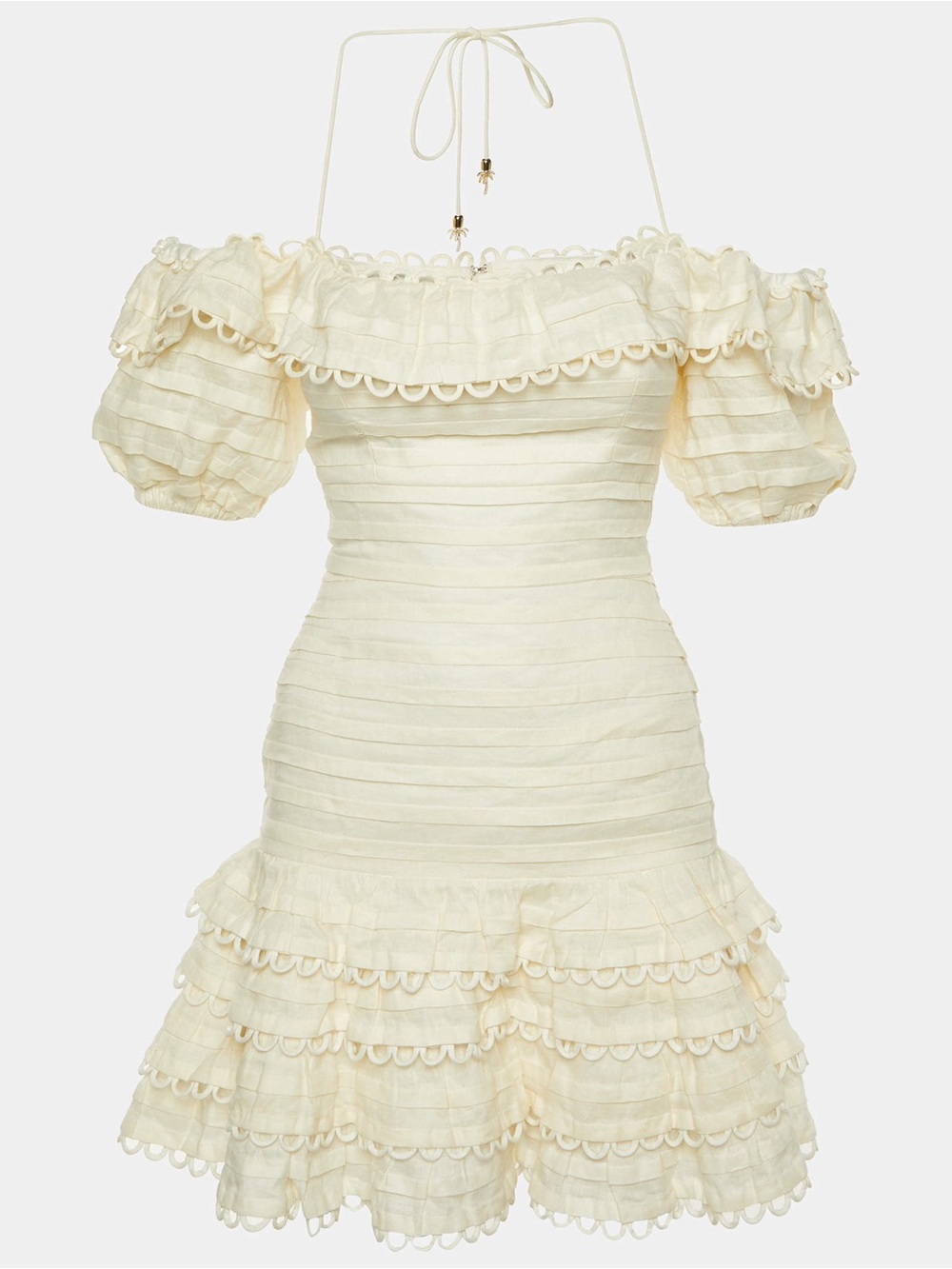 ZIMMERMANN Allia Pintuck Short Dress in Ivory - Size 1